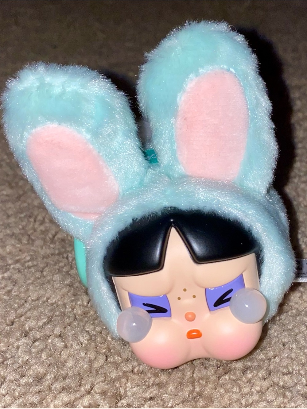 Pop Mart CRYBABY x Powerpuff Girls Bunny Buttercup vinyl face plush pendant